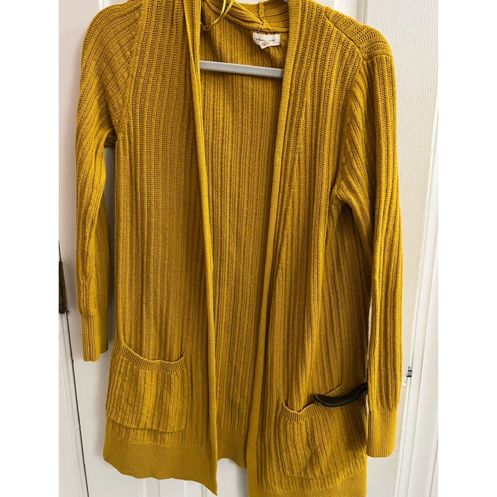 Mustard color ribbed sweater jacket